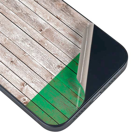Ireland Flag Dark Wood iPhone 14 Plus Skin